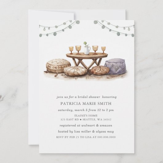 Achtertuin Picnic Bohemian Boho Vrijgezellenfeest Kaart (Voorkant)