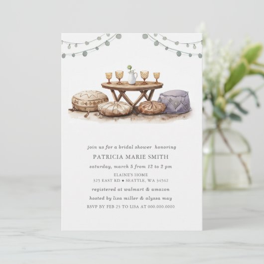 Achtertuin Picnic Bohemian Boho Vrijgezellenfeest Kaart (Staand voorkant)