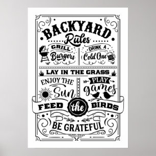 Achtertuin regels: Ontspan, speel en geniet Poster