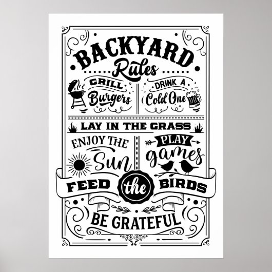Achtertuin regels: Ontspan, speel en geniet Poster (Voorkant)