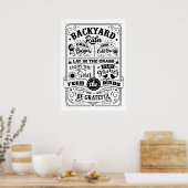 Achtertuin regels: Ontspan, speel en geniet Poster (Keuken)