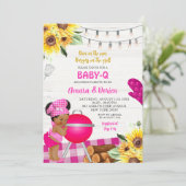 Achtertuin Roze Gingham Baby-Q Baby shower Kaart (Staand voorkant)