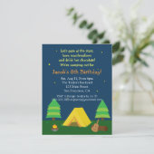 Achtertuin slaapwerf kampeerfeest voor jongens kaart (Staand voorkant)