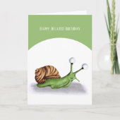 Achtertuin slak kinderen late verjaardag kaart (Voorkant)