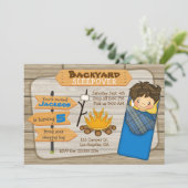 Achtertuin Sleepover verjaardagsfeestje uitnodigin Kaart (Staand voorkant)