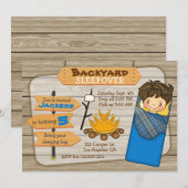 Achtertuin Sleepover verjaardagsfeestje uitnodigin Kaart (Voorkant / Achterkant)