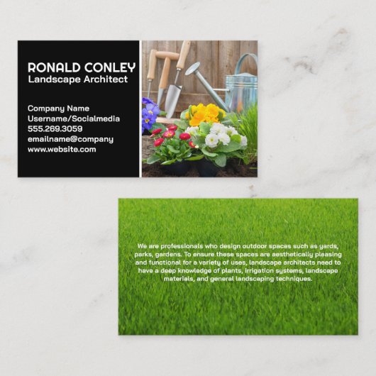 achtertuin | tuingereedschap visitekaartje (Voorkant / Achterkant)