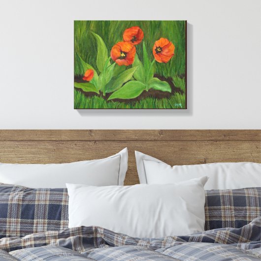 Achtertuin Tulips omwikkeld doek Canvas Afdruk (Insitu (Slaapkamer))