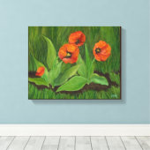Achtertuin Tulips omwikkeld doek Canvas Afdruk (Insitu (Houten vloer))