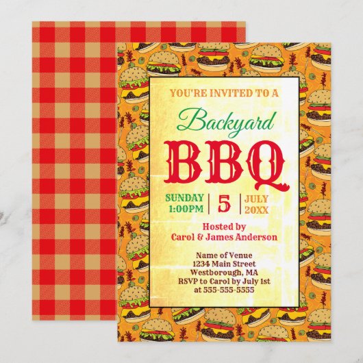 Achtertuin van BBQ Party Burgers Kaart (Voorkant / Achterkant)