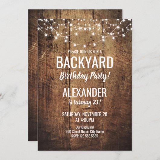 Achtertuin Verjaardag Uitnodiging (Voorkant / Achterkant)
