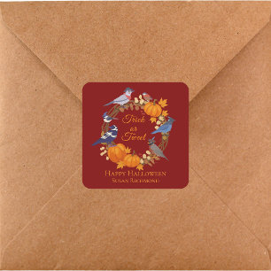 Achtertuin Vogels Halloween Truc of Tweet Herfst Vierkante Sticker