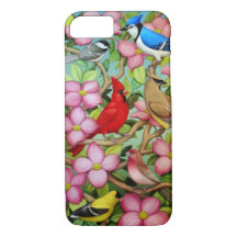 Achtertuin vogels in Dogwood Tree iPhone Case