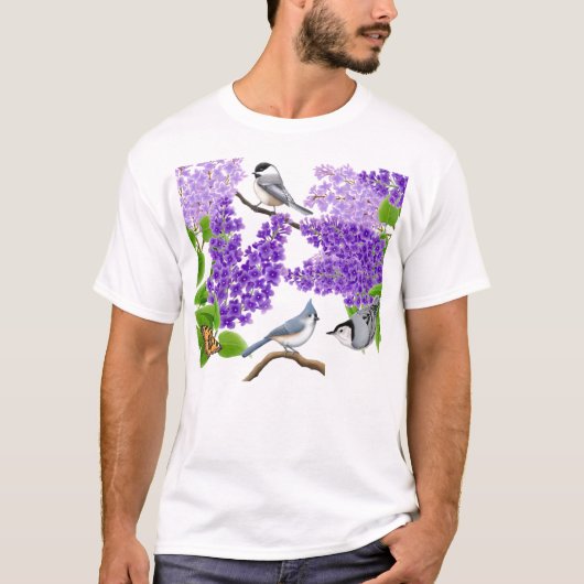 Achtertuin Vogels in het Shirt van Lilacs (Voorkant)
