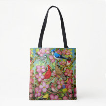Achtertuin vogels in roze Canvas tas van Dogwood