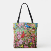 Achtertuin vogels in roze Canvas tas van Dogwood (Achterkant)
