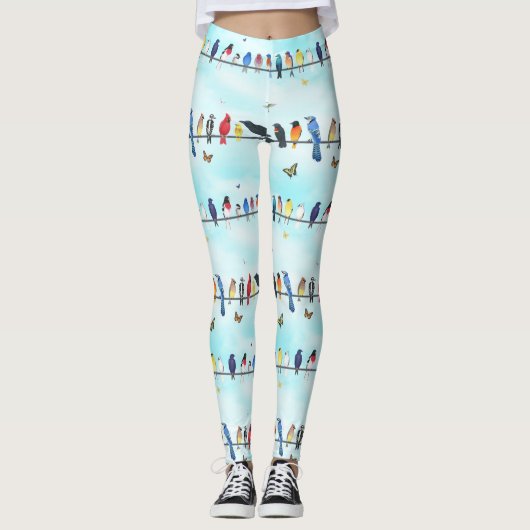 Achtertuin vogels op een lijn met vlinders leggings (Voorkant)