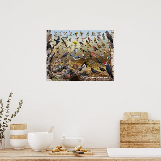 Achtertuin vogels van Alberta Poster (Keuken)