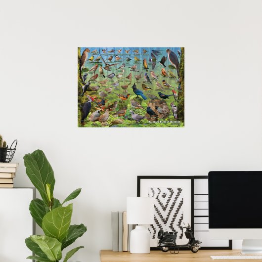 Achtertuin vogels van het westen poster (Thuiskantoor)