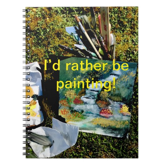 Achtertuin waterval natuur schilderij notitieboek (Voorkant)