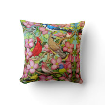 Achtertuin wilde vogels in Dogwood Pillow