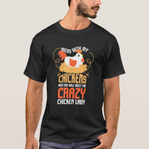 Achtertuin Womens Chicken Farmer I Crazy Chicken L T-shirt