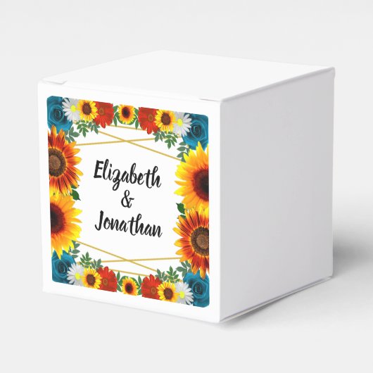 Achtertuin Zomer Bloemen Geometrische Bruiloft Bedankdoosjes (Voorkant Zijde)