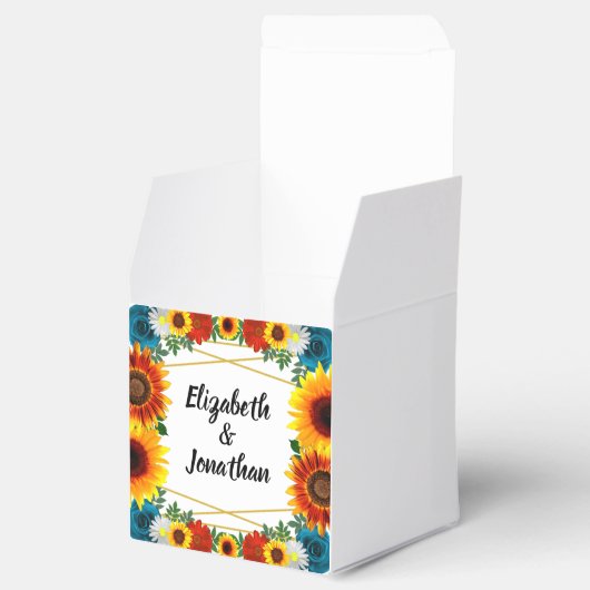 Achtertuin Zomer Bloemen Geometrische Bruiloft Bedankdoosjes (Geopend)