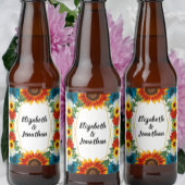Achtertuin Zomer Bloemen Geometrische Bruiloft Bier Etiket