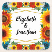 Achtertuin Zomer Bloemen Geometrische Bruiloft Kartonnen Onderzetters (Voorkant)