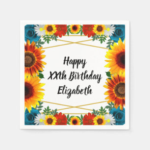 Achtertuin Zomer Bloemen Geometrische servetten