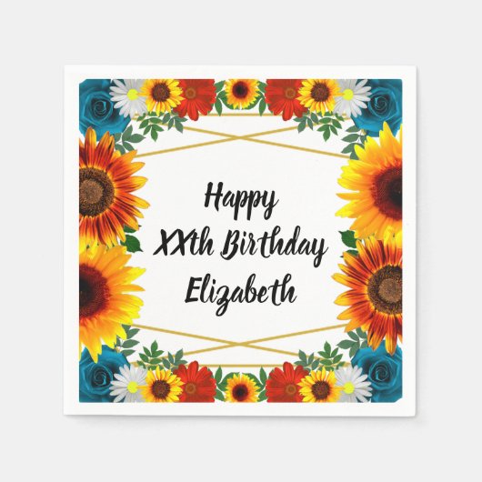 Achtertuin Zomer Bloemen Geometrische servetten (Voorkant)