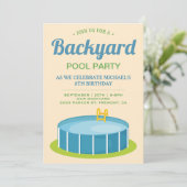Achtertuin Zwembad Verjaardagsfeestje Kaart (Staand voorkant)