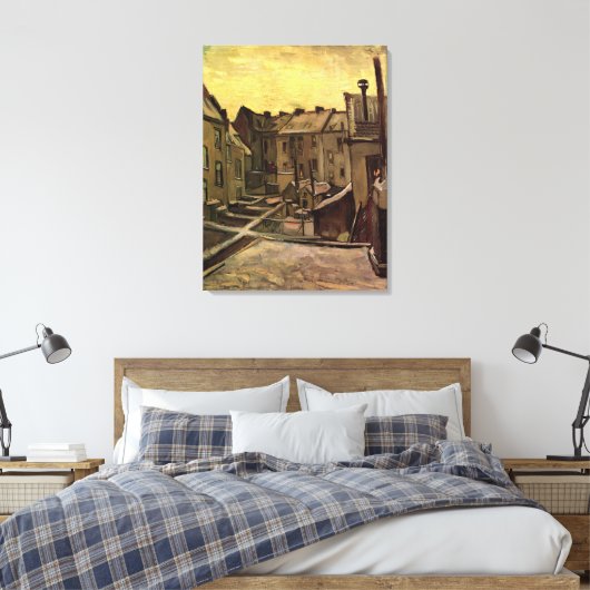 Achtertuinen van Oude Huizen van Vincent van Gogh Canvas Afdruk (Insitu (Slaapkamer))