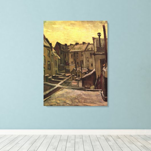 Achtertuinen van Oude Huizen van Vincent van Gogh Canvas Afdruk (Insitu (Houten vloer))