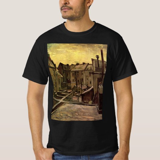 Achtertuinen van Oude Huizen van Vincent van Gogh T-shirt (Voorkant)