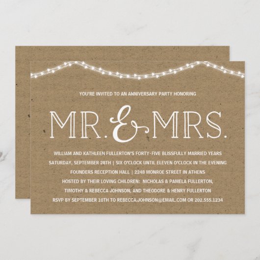 Achtertuinfeest | Rustieke trouwjubilea feest Kaart (Voorkant / Achterkant)