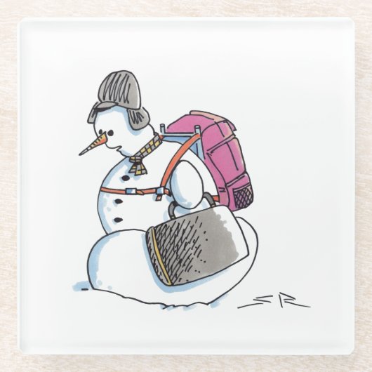 Achterverpakking Snowman helder glas onderzetter (Voorkant)