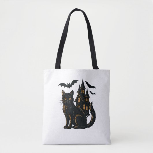 Achtervolgd huis en kat tote bag (Voorkant)