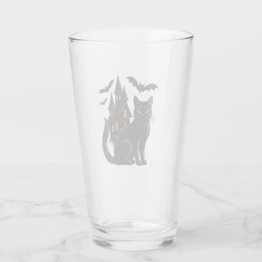 Achtervolgd huis en zwarte kat glas (Achterkant)