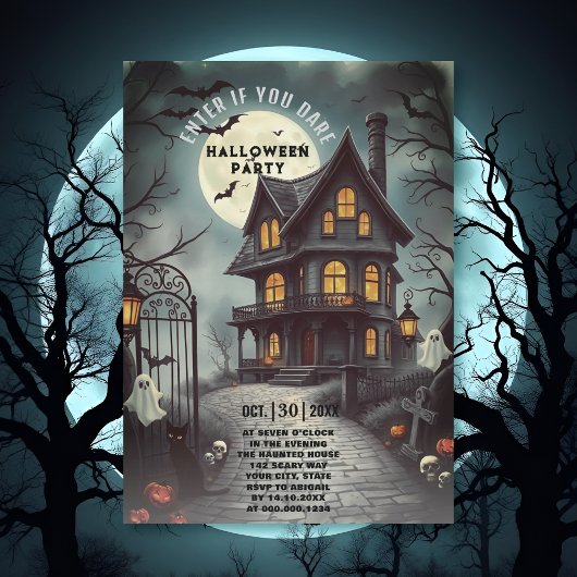 Achtervolgd huis Gothic Halloween volwassen feest Kaart