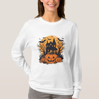 Achtervolgd pompoenhuis Halloween T-shirt