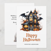 Achtervolgd Victoria House Bats Ghost Halloween Ka Feestdagenkaart (Voorkant / Achterkant)