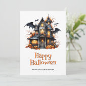 Achtervolgd Victoria House Bats Ghost Halloween Ka Feestdagenkaart (Staand voorkant)