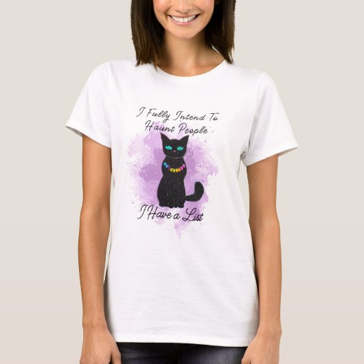 Achtervolgen Mensen Halloween T-shirt, Zwarte Kat  T-shirt (Voorkant)