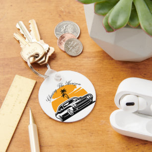 Achtervolging van de Horizon  Muscle Car Sunset Sleutelhanger