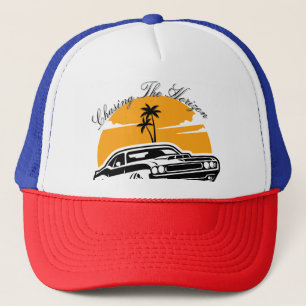 Achtervolging van de Horizon Muscle Car Sunset Trucker Pet