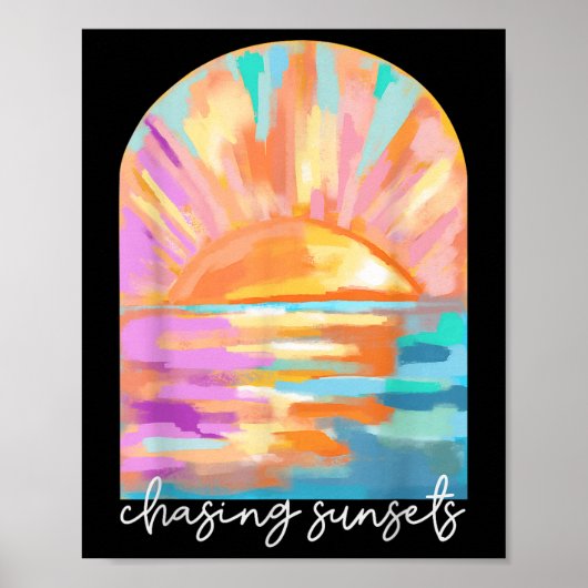 Achtervolging Zonsondergangen Zomervakantie Hawaii Poster (Voorkant)