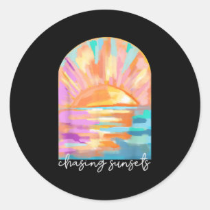 Achtervolging Zonsondergangen Zomervakantie Hawaii Ronde Sticker