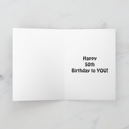 **ACHTERWAARTS** KLOK "50ste VERJAARDAG" KAART (Binnen)